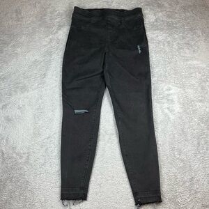 SPANX Black Skinny Ankle Jeans with Distressed Detail